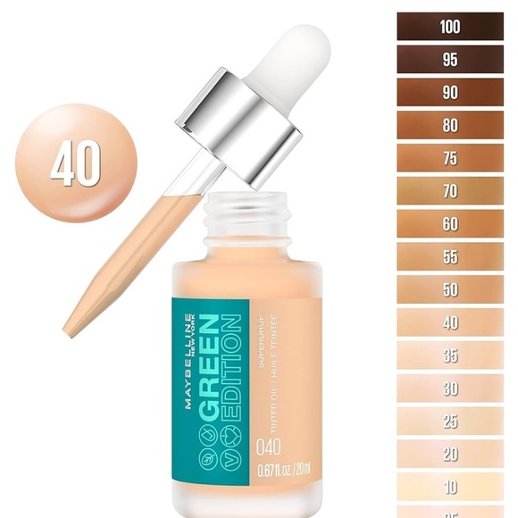Maybelline Green Edition Superdrop Tinted Oil Base Makeup #40 New - Picture 2 of 6